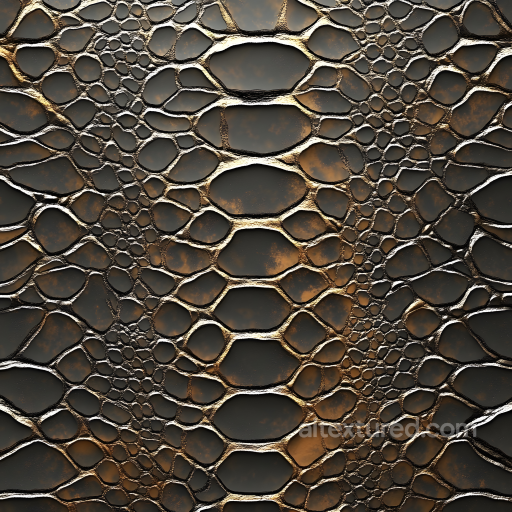 reptilian cracked skin PBR texture with metallic highlights and organic patterning seamless Skin PBR texture