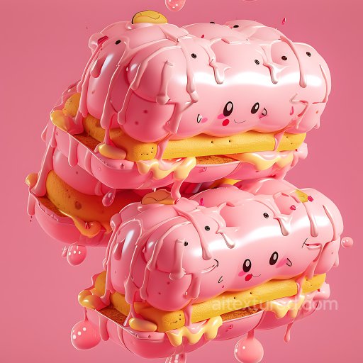 Inflated PBR Texture Featuring Puffy Pink Pillows with Smiling Faces seamless Inflated PBR texture