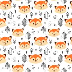 Pattern Bundle - Seamless 3D Pattern PBR Texture Featuring Cartoon Fox Faces with Simple Tree Motifs texture preview