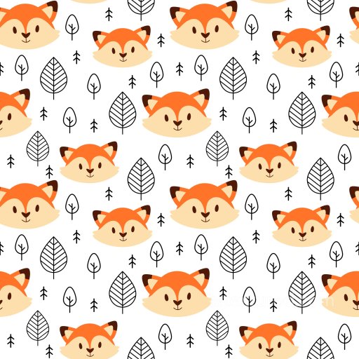 Pattern PBR Texture Featuring Cartoon Fox Faces with Simple Tree Motifs seamless Pattern Bundle PBR texture