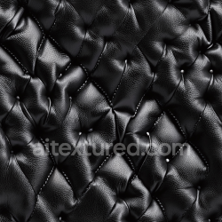 seamless Seamless 3D Quilted Black Leather PBR Texture with Pebbled Grain and Button Tufting texture 8k free download PBR