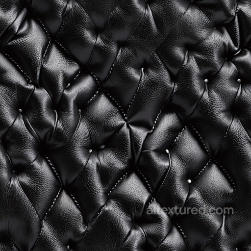 Quilted Black Leather PBR Texture with Pebbled Grain and Button Tufting seamless Leather PBR texture