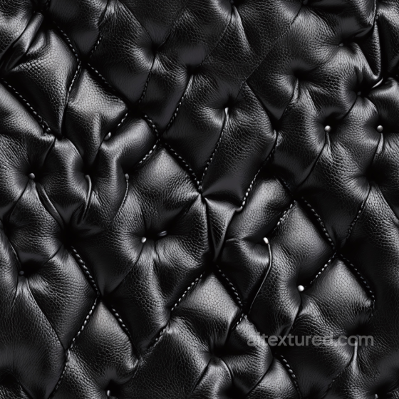 Quilted Black Leather PBR Texture with Pebbled Grain and Button Tufting Leather texture preview