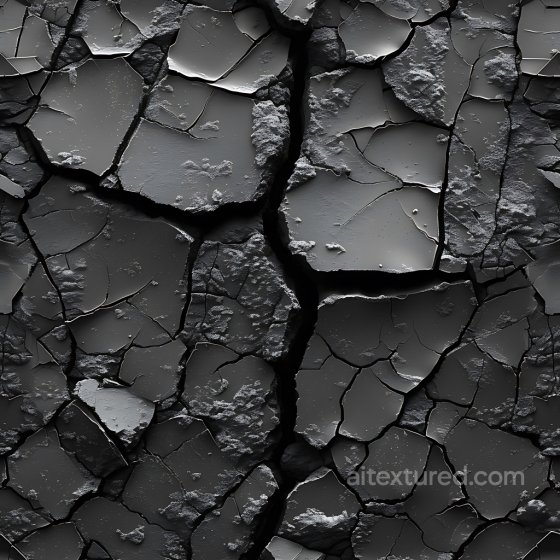 Cracked Black Asphalt PBR Texture with Jagged Fractures and Rough Surface Cracked & Holes texture preview