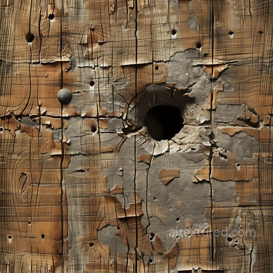 cracked wood PBR texture with deep holes and peeling flaked paint Cracked & Holes texture preview