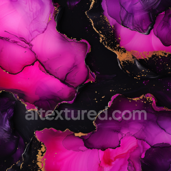 seamless Seamless 3D Alcohol Ink PBR Texture Featuring Vibrant Pink and Purple Swirls with Gold Veining texture 8k free download PBR