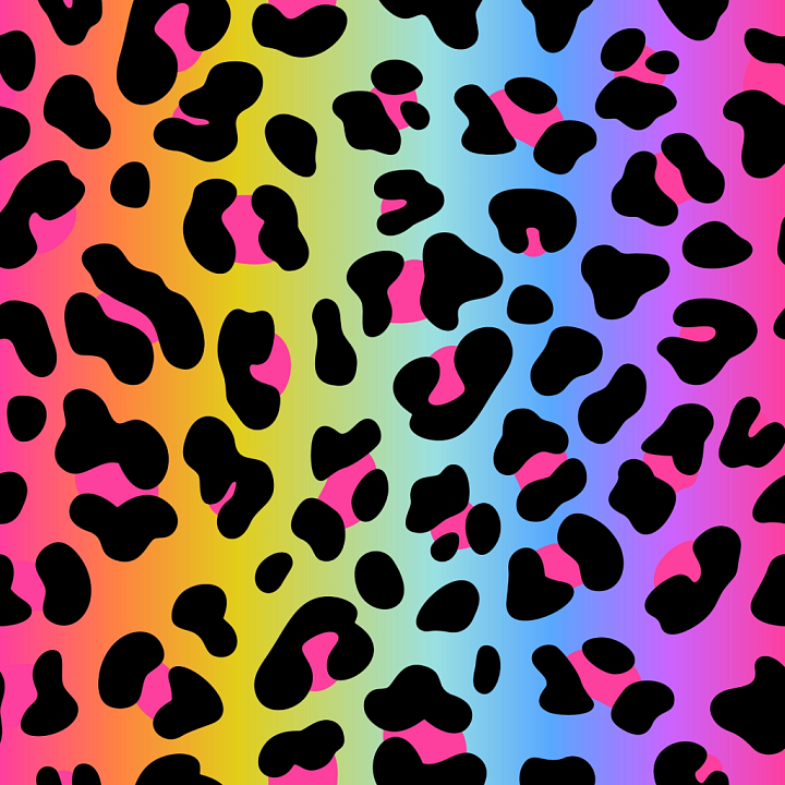 Leopard Print Fabric with Neon Gradient Colors seamless PBR texture preview