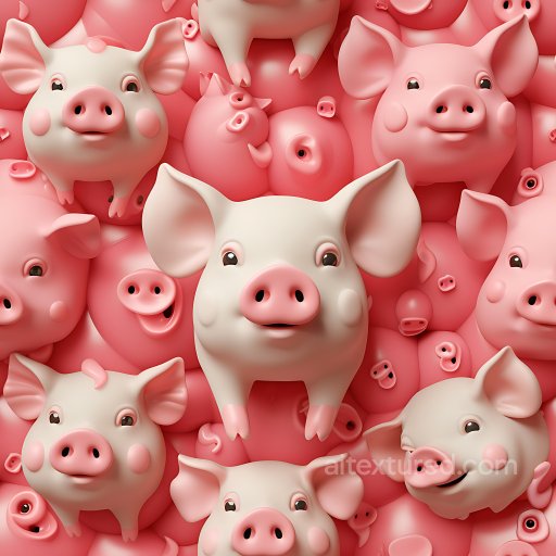 Inflated PBR Texture of Pink and Cream Pig Plush Faces seamless Inflated PBR texture