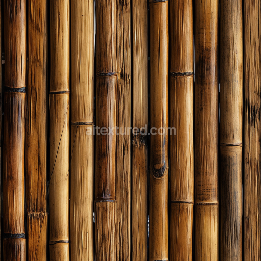 Seamless 3D PBR Bamboo Texture Featuring Polished Vertical Culms with Natural Aging