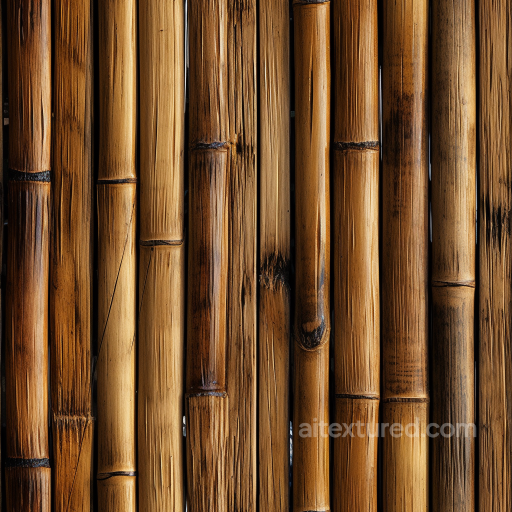 Bamboo Texture Featuring Polished Vertical Culms with Natural Aging seamless Bamboo PBR texture