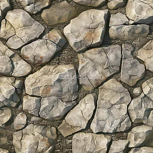 Seamless 3D Weathered Stone Wall PBR Texture with Cracked Rough Surfaces