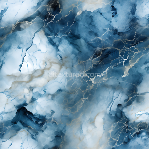 Seamless Blue and Silver Marble 3D PBR Texture with Metallic Veins