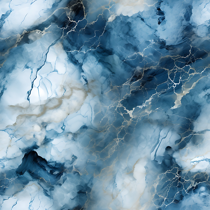 Blue and Silver Marble with Metallic Veins seamless PBR texture preview