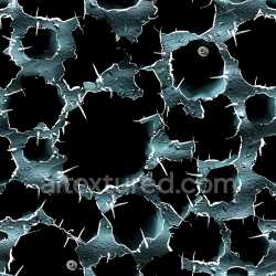 seamless Seamless 3D Cracked and Holed Metallic Surface PBR Texture in Blue-Black texture 8k free download PBR