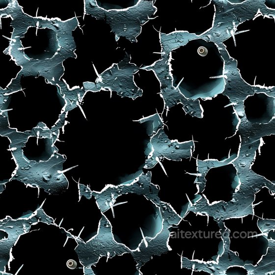 Cracked and Holed Metallic Surface PBR Texture in Blue-Black Cracked & Holes texture preview