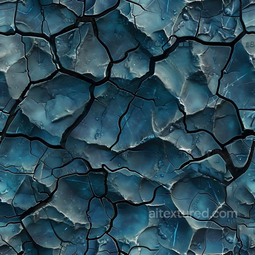 cracked paint PBR texture with deep fissures and chipped edges in blue tones seamless Cracked & Holes PBR texture