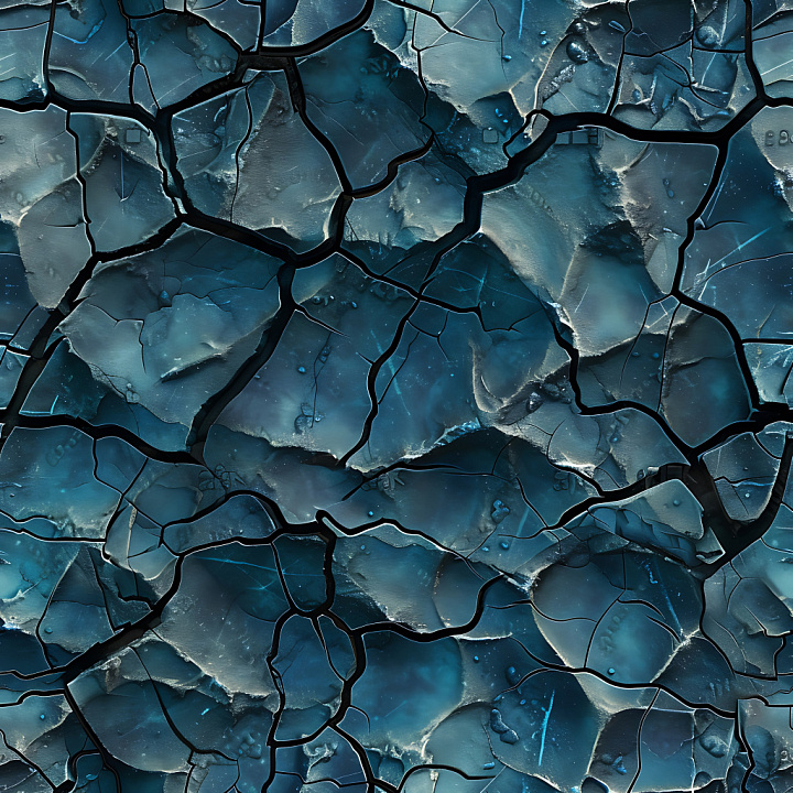 Cracked Paint With Deep Fissures And Chipped Edges In Blue Tones seamless PBR texture preview