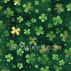 seamless Seamless 3D PBR Texture of Green Shamrocks with Gold Detailing texture 8k free download PBR