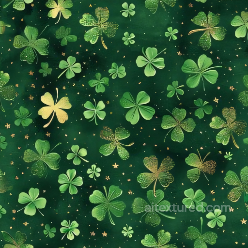 St Patrick Digital Paper Bundle Texture of Green Shamrocks with Gold Detailing seamless St patrick digital paper bundle PBR texture