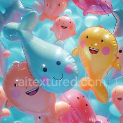 seamless Seamless 3D Inflated Vinyl Balloons PBR Texture in Pastel Colors with Smiling Faces texture 8k free download PBR
