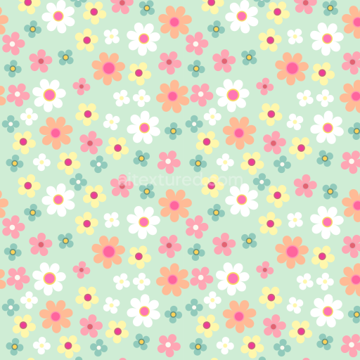 Seamless 3D PBR Texture with Colorful Pastel Floral Pattern