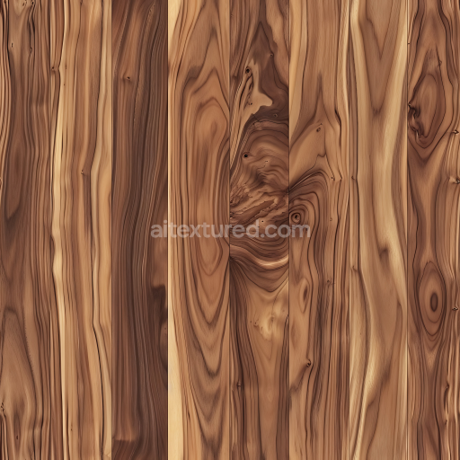 Seamless 3D Rustic Hickory Wood Floor PBR Texture with Natural Knots and Grain