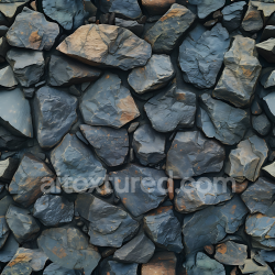 seamless Seamless 3D Slate Rock Wall PBR Texture with Rough, Layered Stones and Rust Accents texture 8k free download PBR