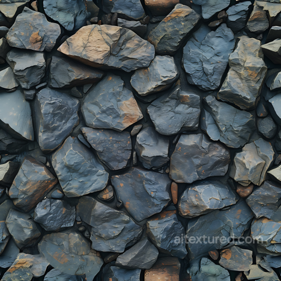 Slate Rock Wall PBR Texture with Rough, Layered Stones and Rust Accents Stone texture preview