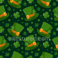 seamless Seamless 3D PBR Texture Featuring St Patrick’s Green Hat and Shamrock Pattern texture 8k free download PBR
