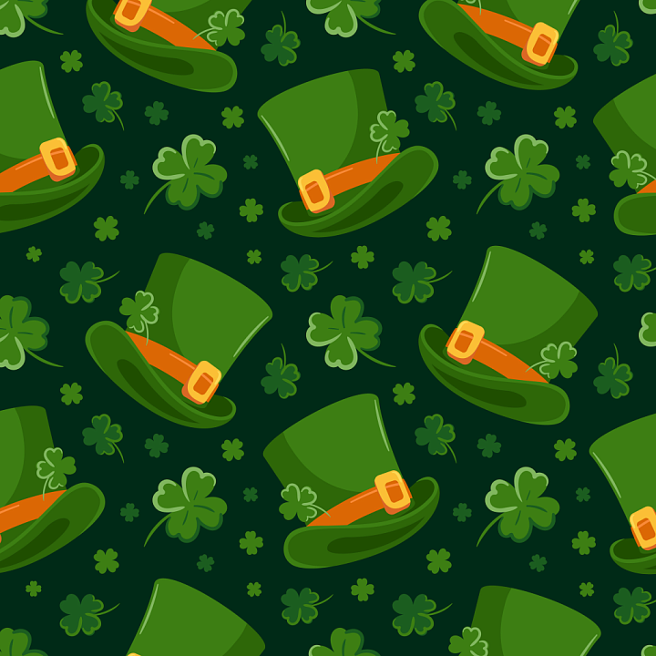 Featuring St Patrick’s Green Hat and Shamrock Pattern seamless PBR texture preview
