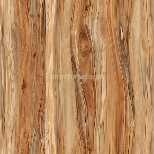 Seamless 3D Hickory Wood PBR Texture with Natural Grain & Knots