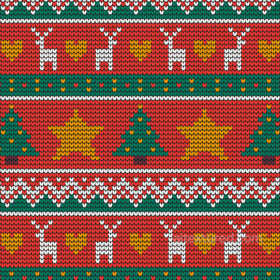 Knitted Christmas Pattern Texture with Reindeer and Trees All Christmas Digital paper texture preview