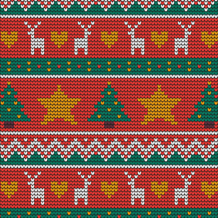 Knitted Christmas Pattern with Reindeer and Trees seamless PBR texture preview