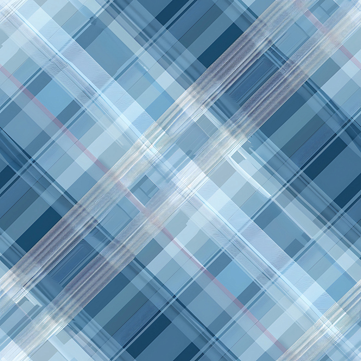 Plaid in Cool Blue Tones with Fine Weave seamless PBR texture preview