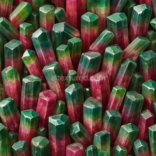 Seamless 3d texture pbr 8k tourmaline clustered crystals with hexagonal crystals and natural gloss