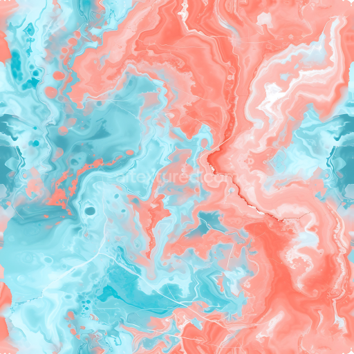 Seamless 3D Coral and Aqua Marble PBR Texture with Vivid Pastel Veins