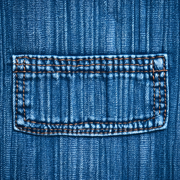 Denim Fabric Featuring Detailed Stitched Pocket seamless PBR texture preview