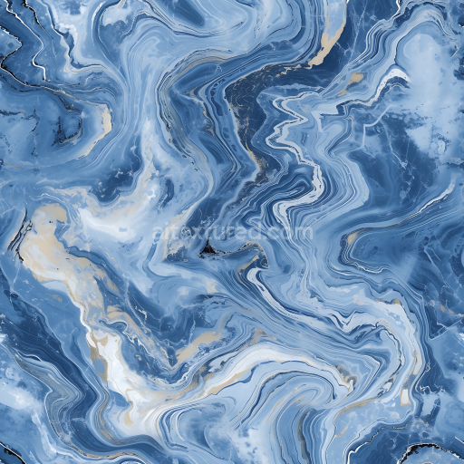 Seamless 3D Blue Jean Natural Marble PBR Texture with Fluid Veins and Glossy Finish