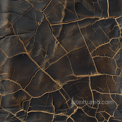 Cracked Aged Black Leather Texture With Worn Distressed Finish seamless Leather PBR texture