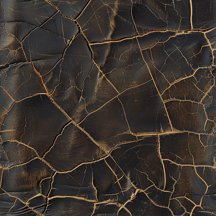 Cracked Aged Black Leather With Worn Distressed Finish seamless PBR texture preview