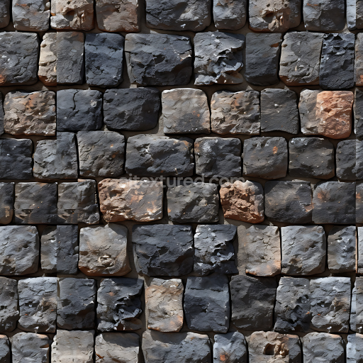 Seamless 3D PBR Texture of Weathered Stone Wall with Rough, Varied Blocks
