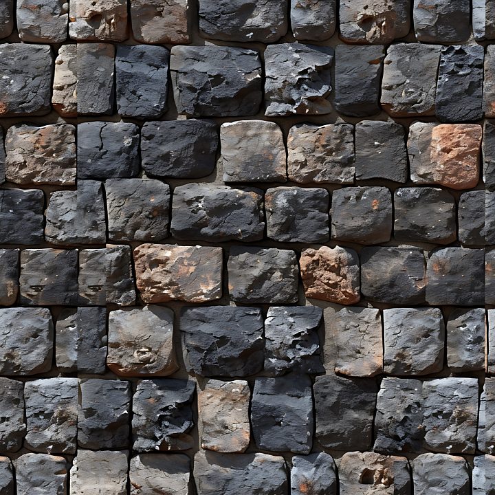 Weathered Stone Wall with Rough, Varied Blocks seamless PBR texture preview