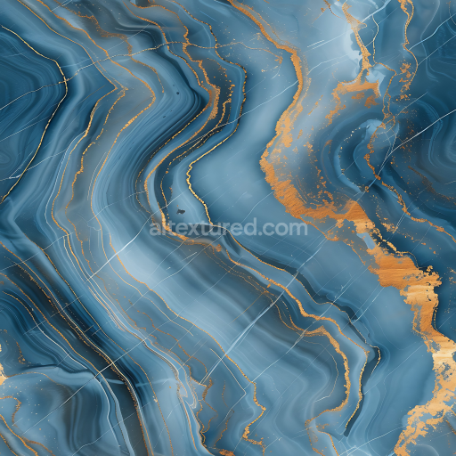 Seamless 3D PBR Blue Marble Texture with Glossy Gold Vein Accents