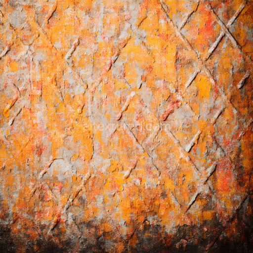 Seamless 3D PBR Rusty Metal Texture with Cracks and Orange Chipped Paint