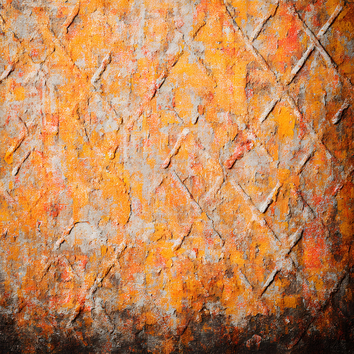 Rusty Metal with Cracks and Orange Chipped Paint seamless PBR texture preview