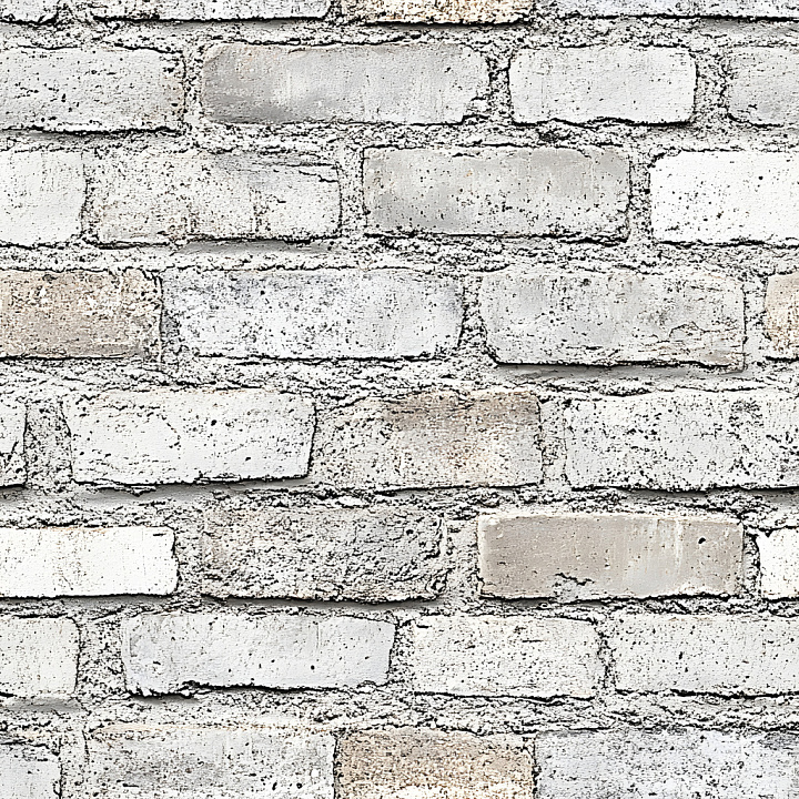 Cracked White Brick Wall with Rough Grout Detailing seamless PBR texture preview