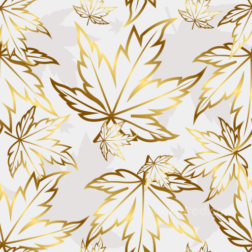 White Fabric Texture with Elegant Gold Leaf Floral Pattern seamless White & Gold PBR texture