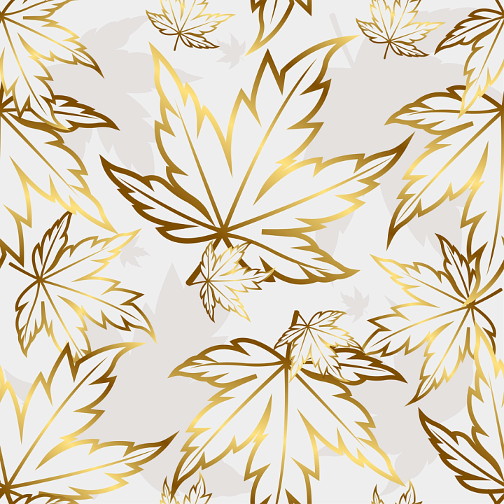 White Fabric with Elegant Gold Leaf Floral Pattern seamless PBR texture preview