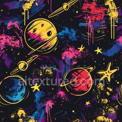 seamless Seamless 3D PBR Graffiti Texture Featuring Stylized Space Planets & Stars texture 8k free download PBR