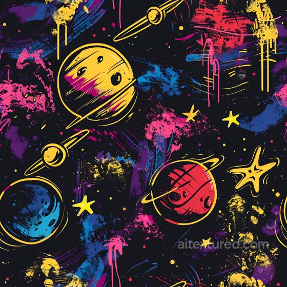 Graffiti Texture Featuring Stylized Space Planets & Stars Graffiti texture preview